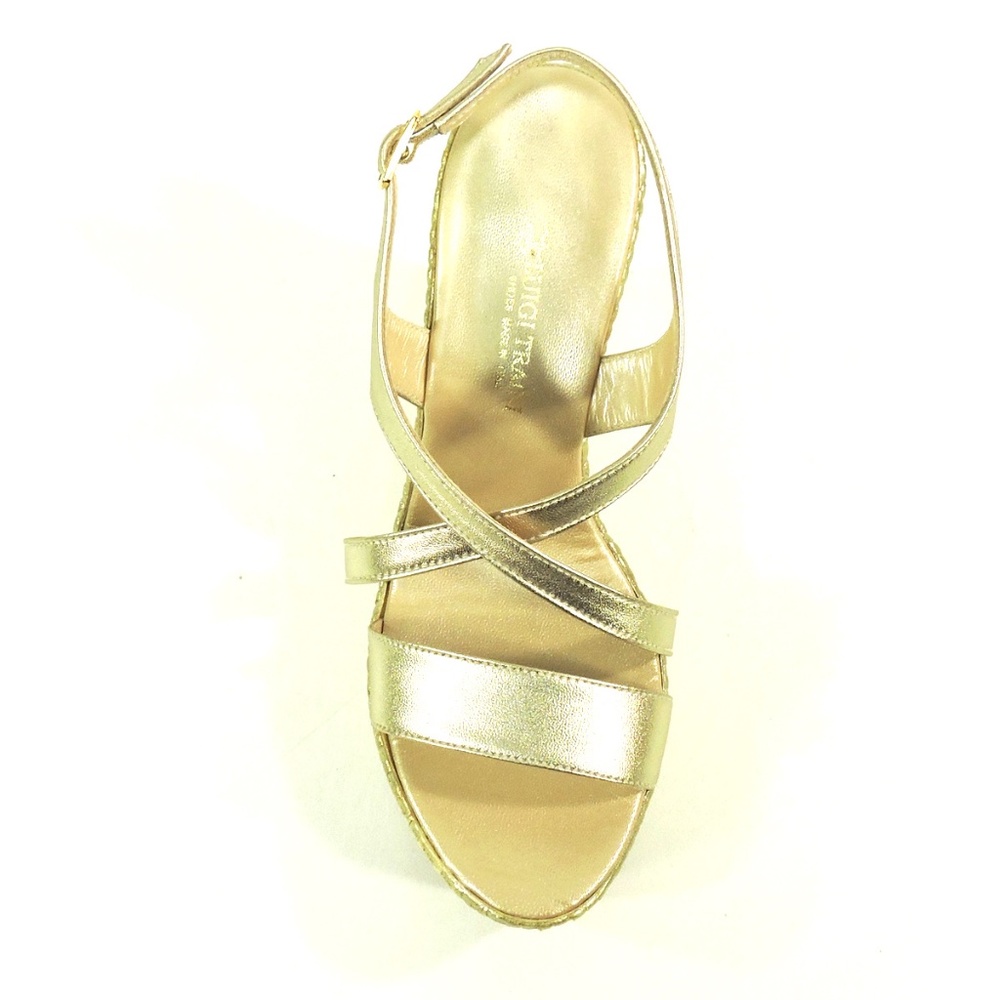 LUIGI TRAINI🇮🇹GOLD LEATHER PLATFORM SANDALS - Picture 5 of 7